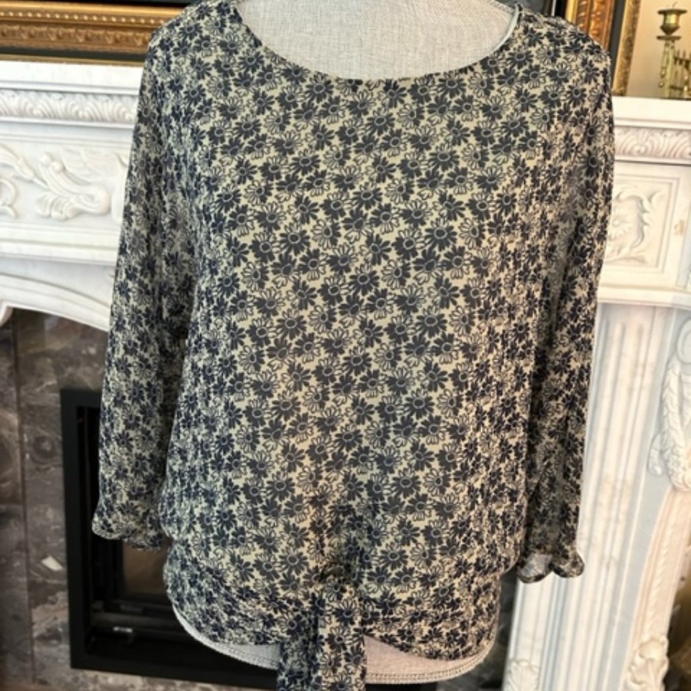 Floral green and blue top